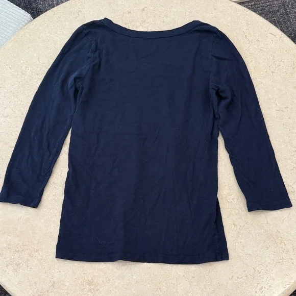 J. Crew navy blue 3/4 length Sleeve Tee - Picture 3 of 3